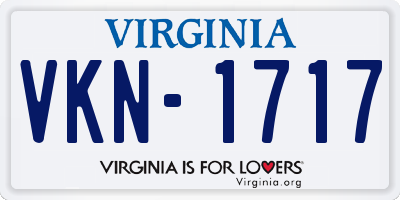 VA license plate VKN1717