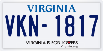 VA license plate VKN1817