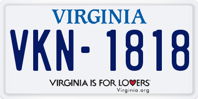 VA license plate VKN1818