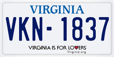 VA license plate VKN1837