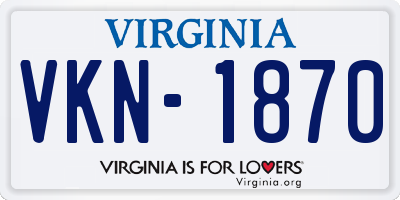 VA license plate VKN1870