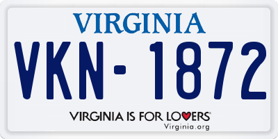 VA license plate VKN1872