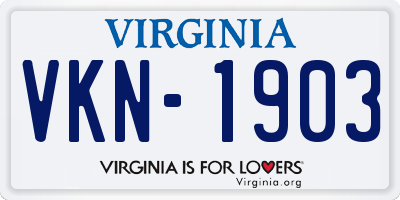 VA license plate VKN1903