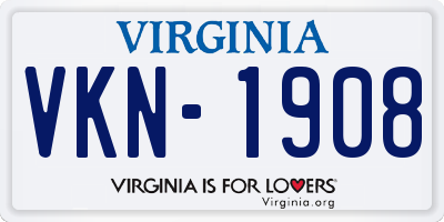 VA license plate VKN1908