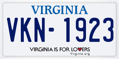 VA license plate VKN1923