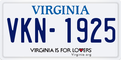 VA license plate VKN1925