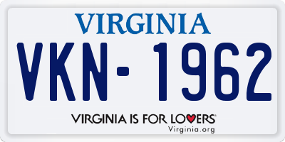 VA license plate VKN1962