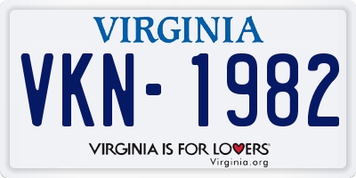 VA license plate VKN1982