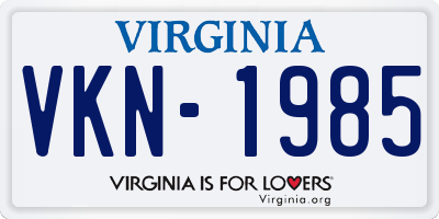 VA license plate VKN1985