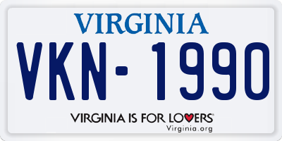 VA license plate VKN1990