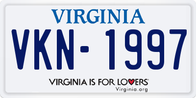 VA license plate VKN1997