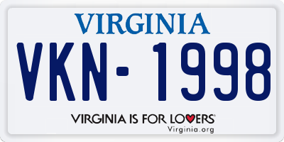 VA license plate VKN1998