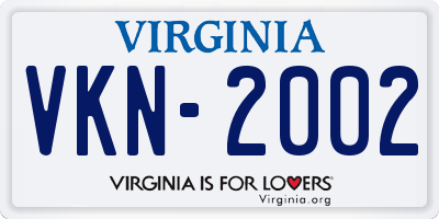 VA license plate VKN2002