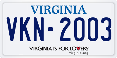 VA license plate VKN2003