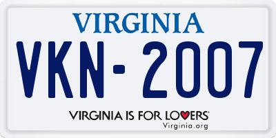 VA license plate VKN2007