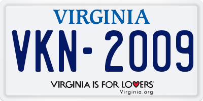 VA license plate VKN2009