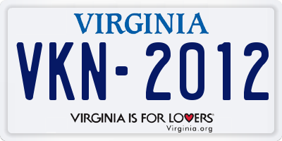 VA license plate VKN2012