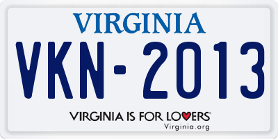 VA license plate VKN2013