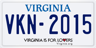 VA license plate VKN2015