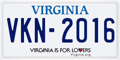 VA license plate VKN2016