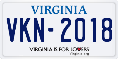VA license plate VKN2018
