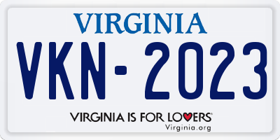 VA license plate VKN2023