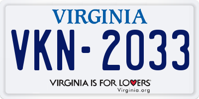 VA license plate VKN2033
