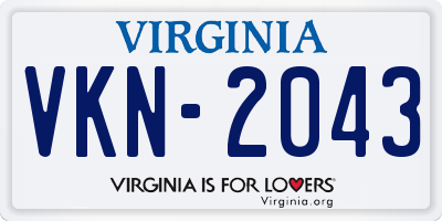 VA license plate VKN2043
