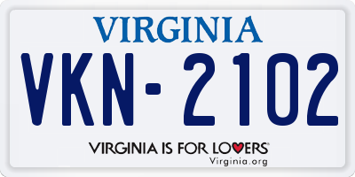 VA license plate VKN2102