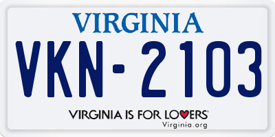 VA license plate VKN2103