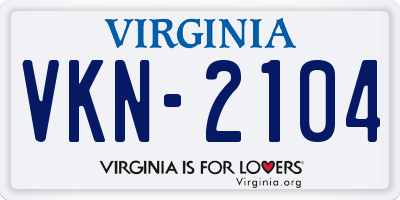 VA license plate VKN2104