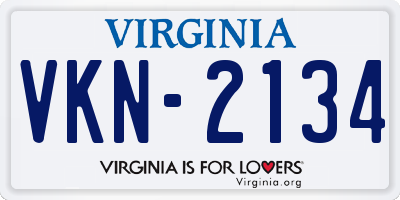 VA license plate VKN2134