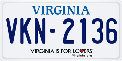 VA license plate VKN2136