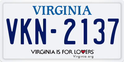 VA license plate VKN2137