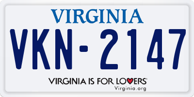 VA license plate VKN2147