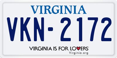 VA license plate VKN2172