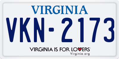 VA license plate VKN2173