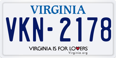 VA license plate VKN2178