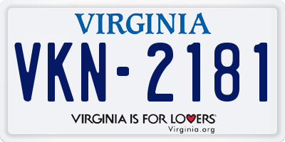 VA license plate VKN2181