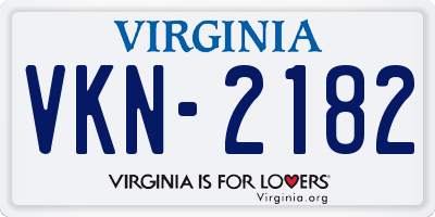 VA license plate VKN2182