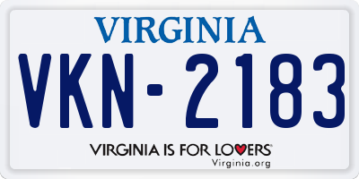 VA license plate VKN2183