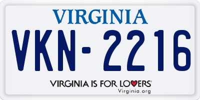 VA license plate VKN2216