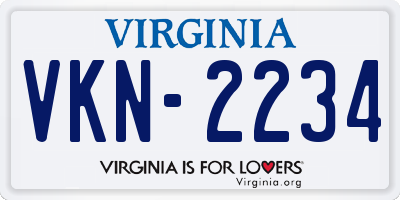 VA license plate VKN2234