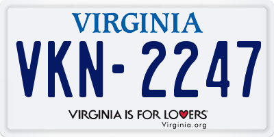VA license plate VKN2247