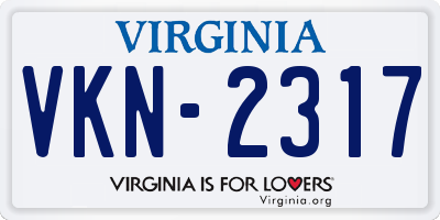VA license plate VKN2317