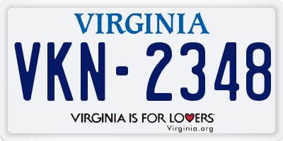 VA license plate VKN2348