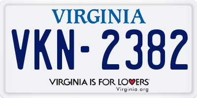 VA license plate VKN2382