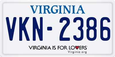 VA license plate VKN2386