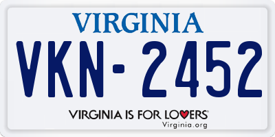 VA license plate VKN2452