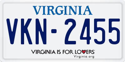 VA license plate VKN2455